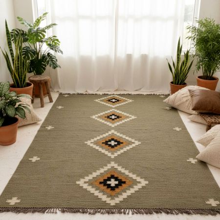 Multicolor Jute Vintage Handcrafted Dhurrie For Home